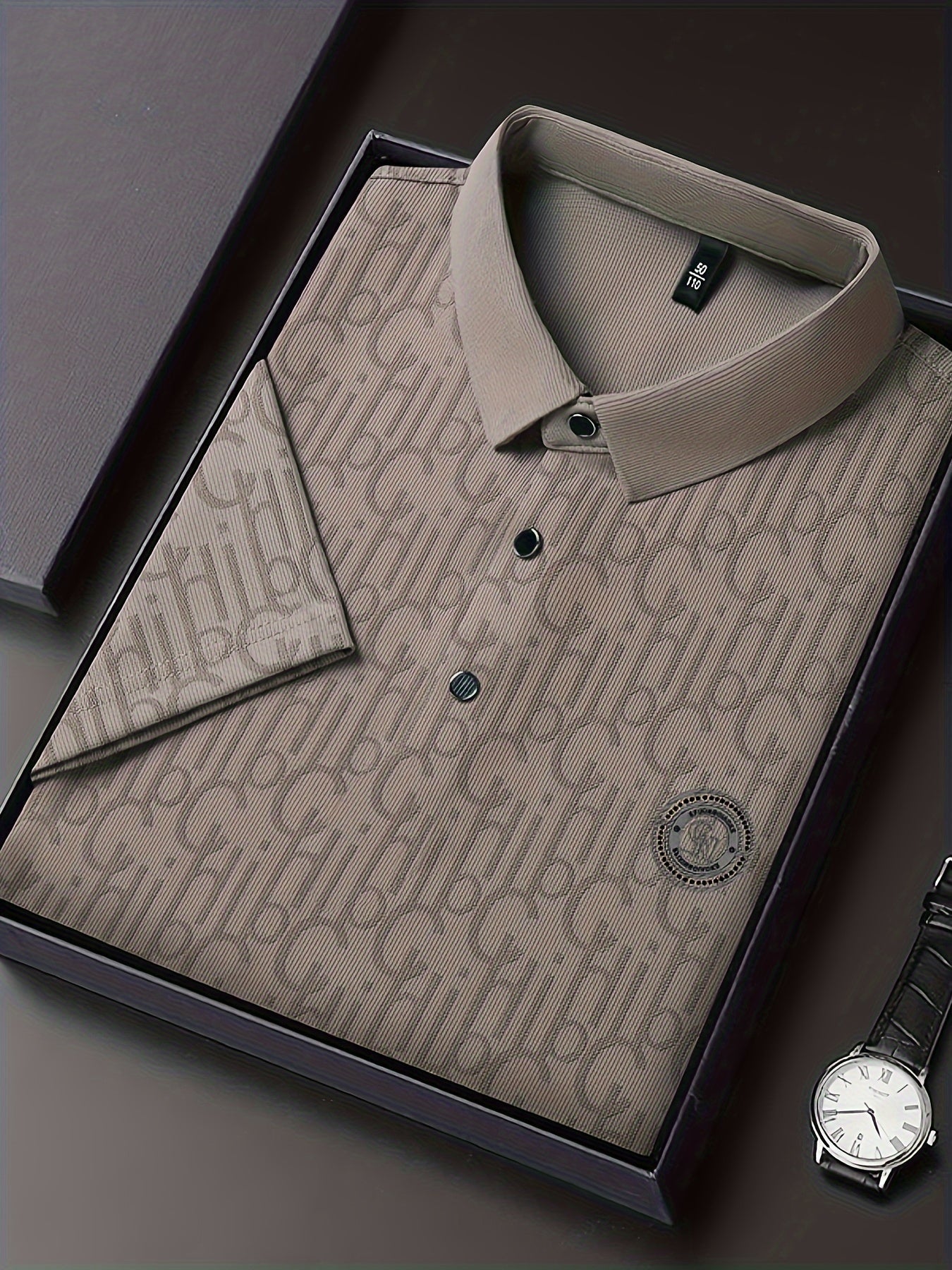 Herren Poloshirt mit modernem Muster und Knopfleiste – Stilvoll für Freizeit & Alltag