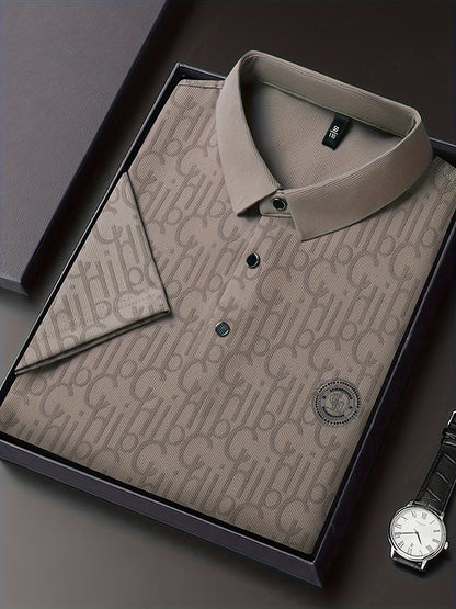 Herren Poloshirt mit modernem Muster und Knopfleiste – Stilvoll für Freizeit & Alltag
