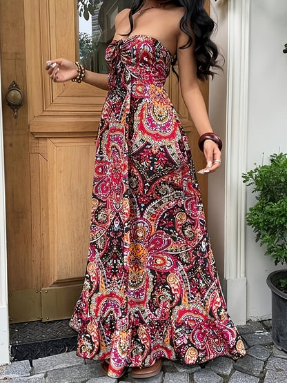 Damen Boho Maxikleid Bandeau Elegant – Perfekt für Freizeit und besondere Anlässe