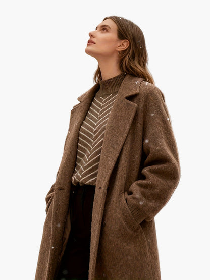 Damen Strickpullover Elegant Gestreift mit Stehkragen für Herbst/Winter Freizeit