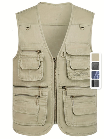 Herren Outdoor Freizeit Weste mit vielen Taschen – Angler-, Reise- & Fotografie-Weste, Utility Style