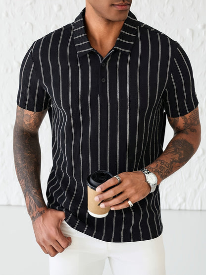 Herren Polohemd mit Nadelstreifen – Modernes Kurzarm Shirt für Business und Freizeit