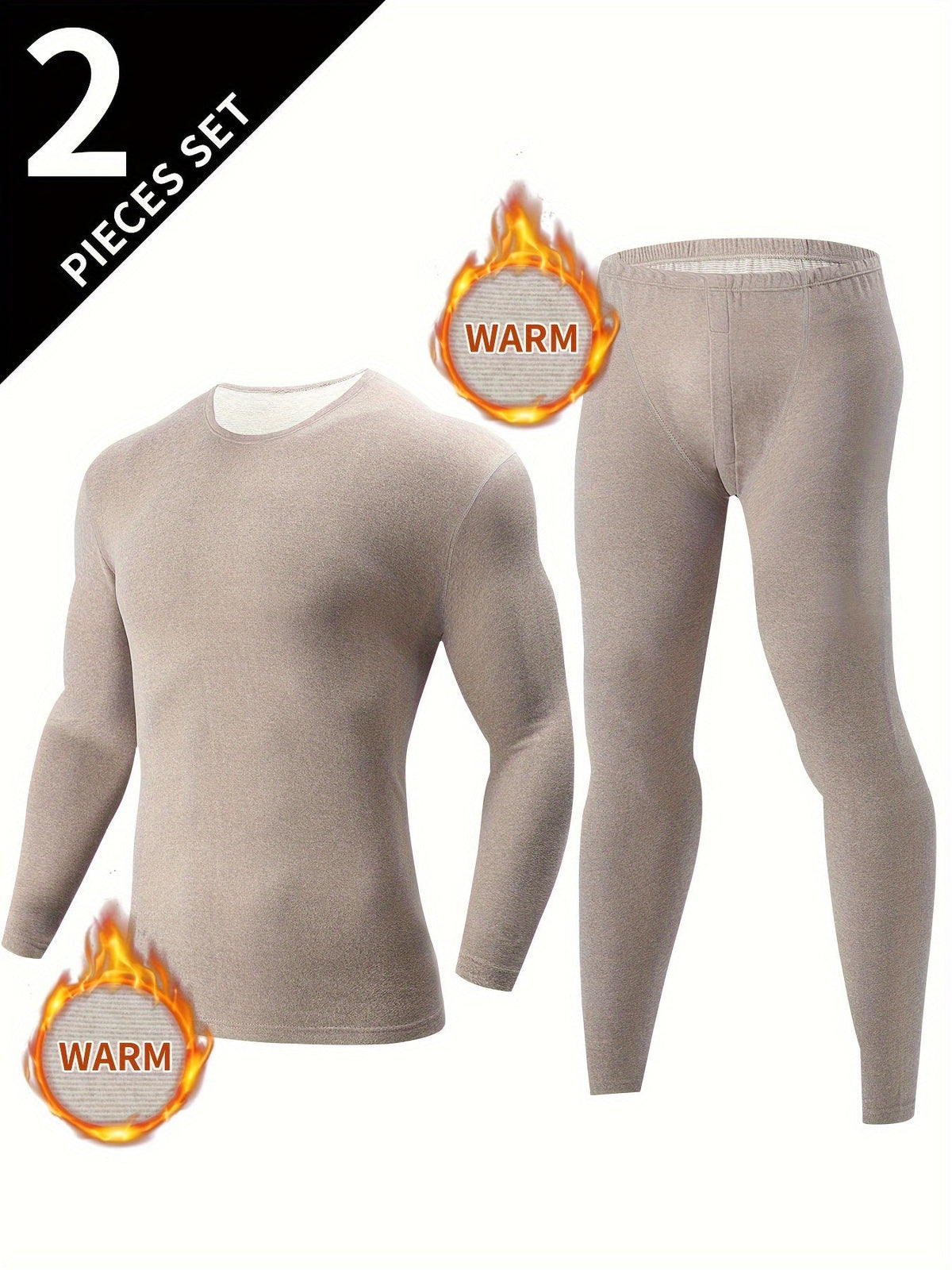 Thermo Unterwäsche Set Herren 2-teilig Langarmshirt & lange Unterhose Basic Warm