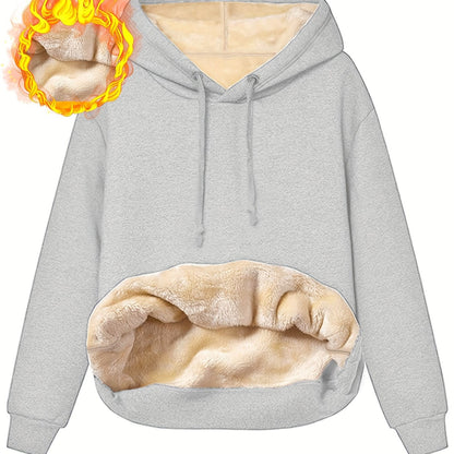 Gefütterter Hoodie mit Kapuze und Bauchtasche für Damen, Wärmeisolierend