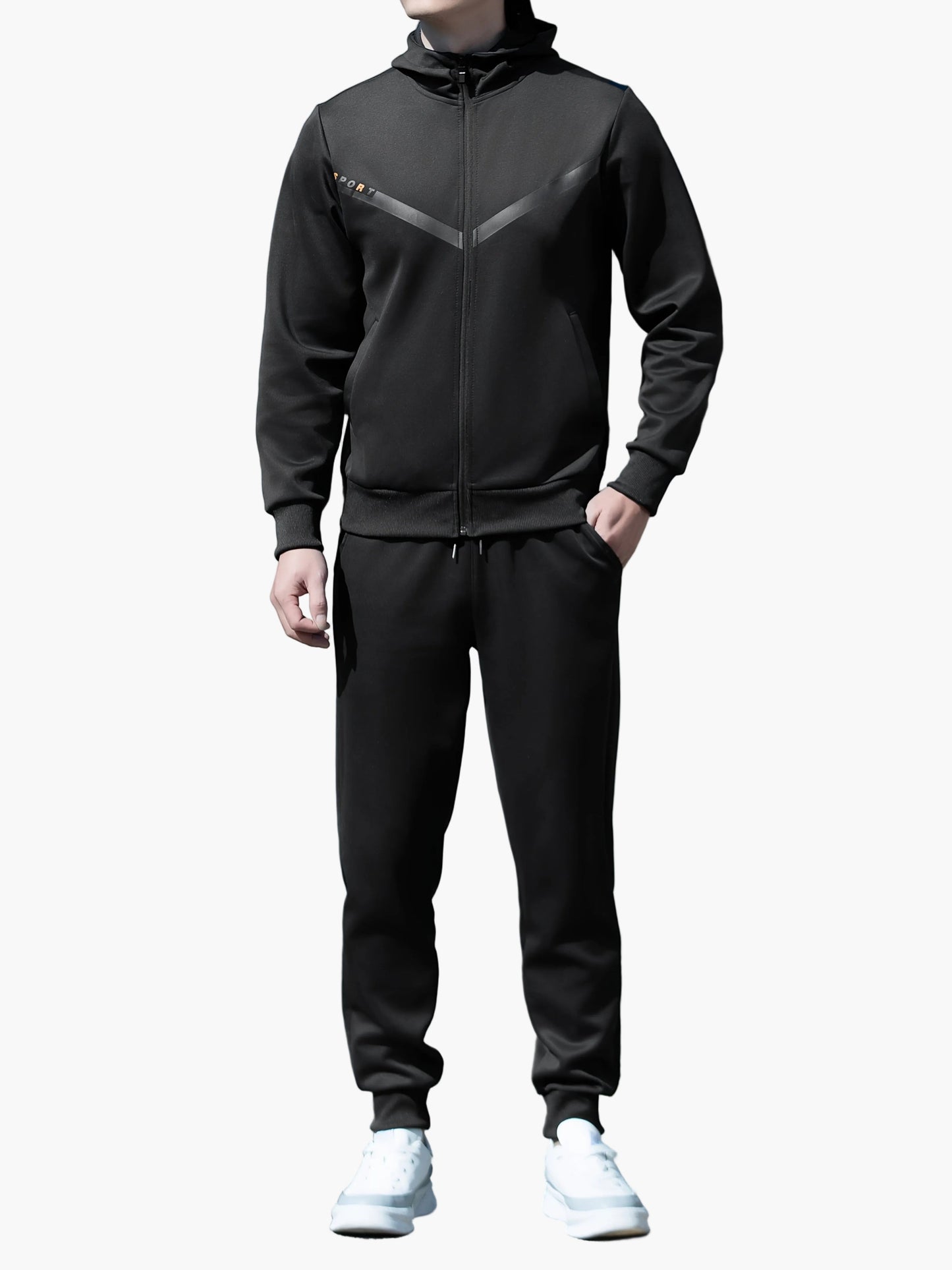 Herren Sport Trainingsanzug Set – Casual Fitness Jogginganzug mit Kapuze, Freizeit für Alltag & Sport