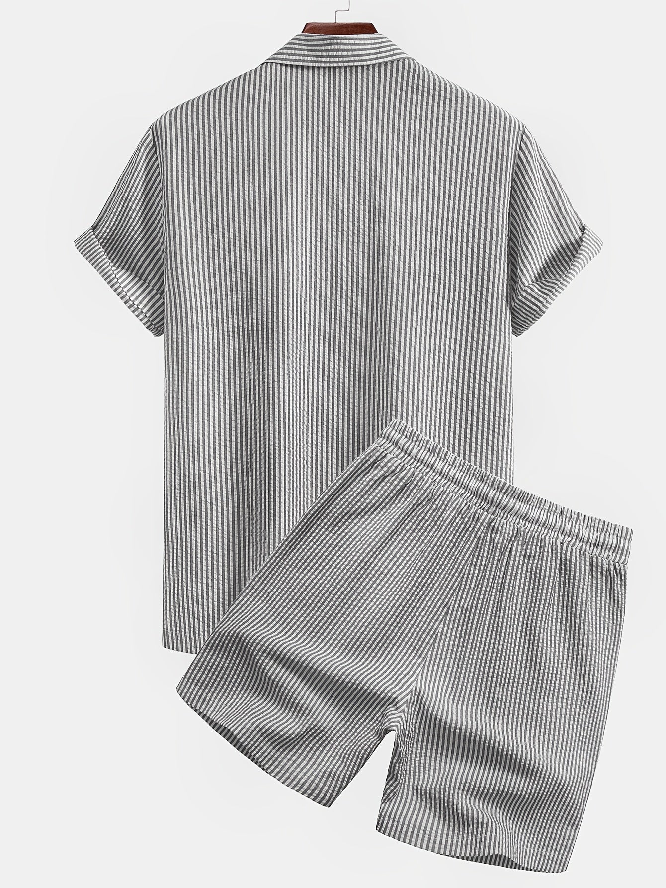 Herren Set Kurzarmhemd und Shorts mit Streifen – Stilvolles Freizeit-Outfit für Strand und Sommer