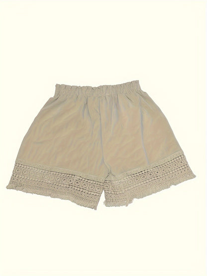 Damen Shorts im Boho-Stil mit Häkeleinsatz – Perfekt für Urlaub und Freizeit