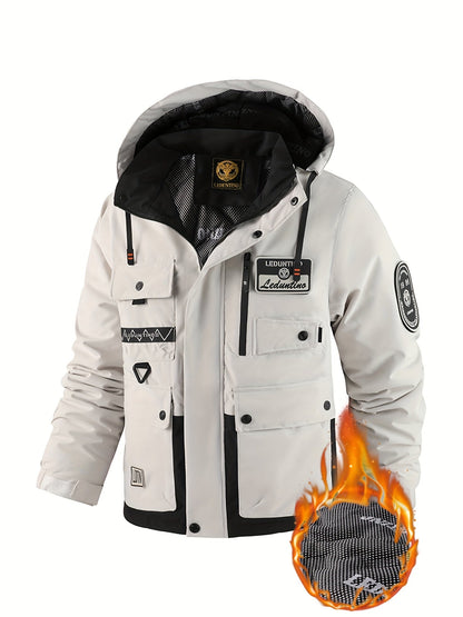 Unisex Winterjacke mit Kapuze Mehrere Taschen wasserabweisend