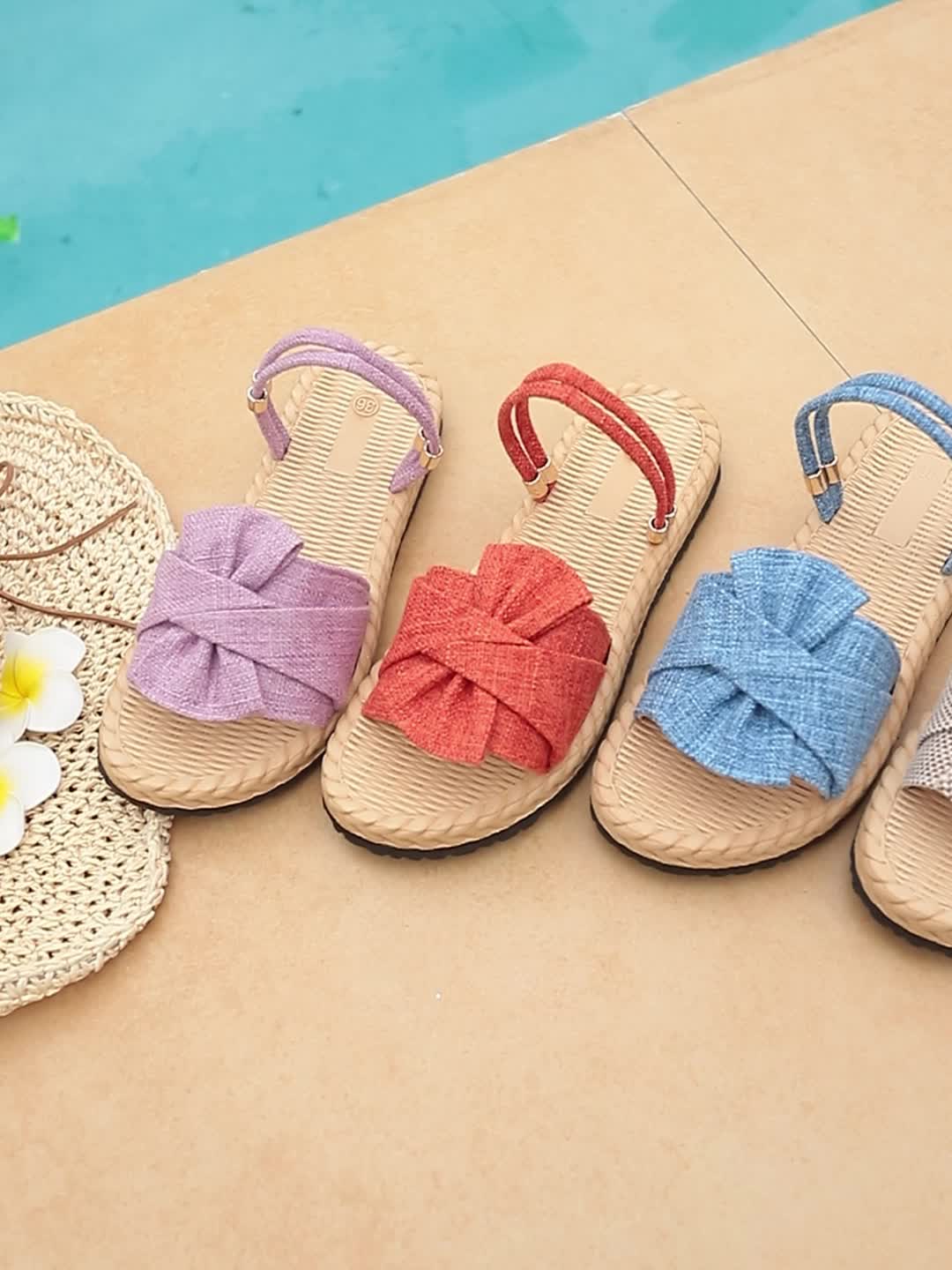 Damen Sommer Sandalen mit Schleife und Knöchelriemen – Bequeme Freizeitschuhe für Alltag und Urlaub