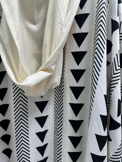 Herren Boho Poncho mit Kapuze – Geometrisches Muster, Überwurf für Strand und Festival