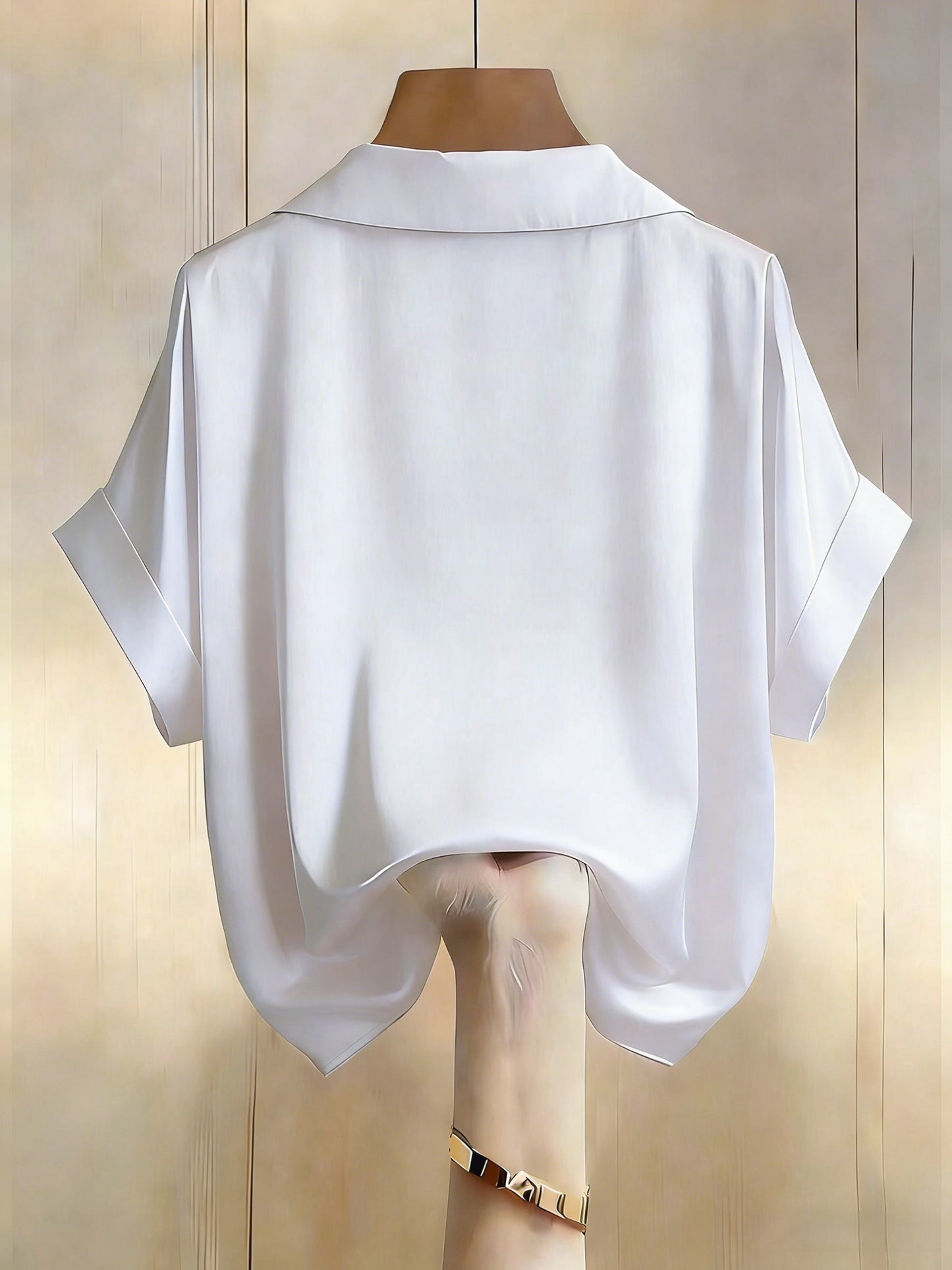 Damen Bluse Kurzarm mit Knopfleiste und klassischem Kragen – Eleganter Allrounder für Büro und Freizeit