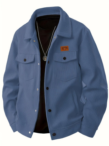 Herren Rippstrick Jacke mit Kentkragen und Brusttaschen