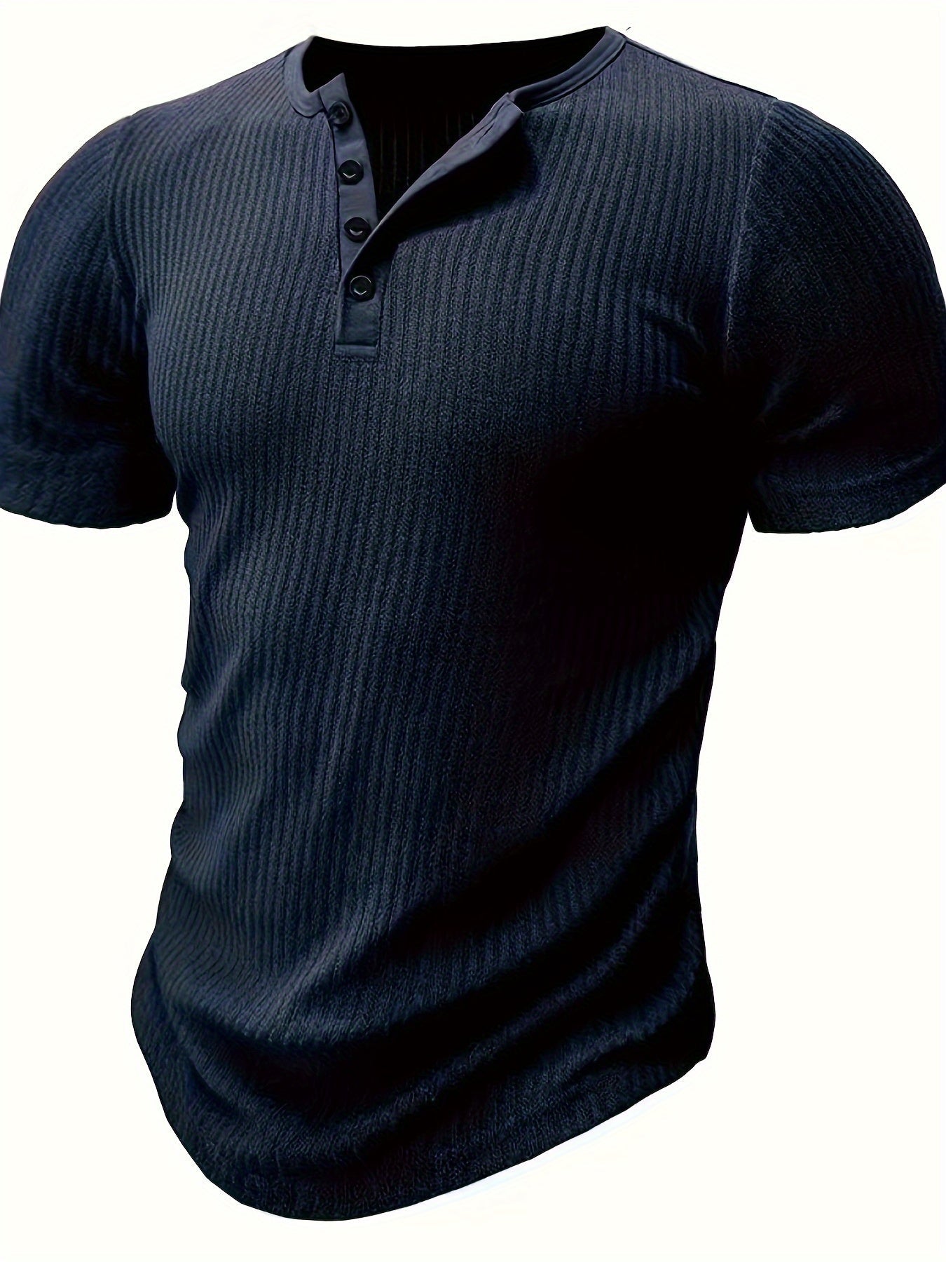 Herren Henley T-Shirt mit Knopfleiste und Rippstruktur – Freizeitstil für Alltag & Sommer