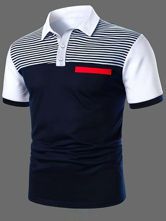 Herren Polo-Shirt Modern Gestreift mit Akzent-Detail für Freizeit & Business