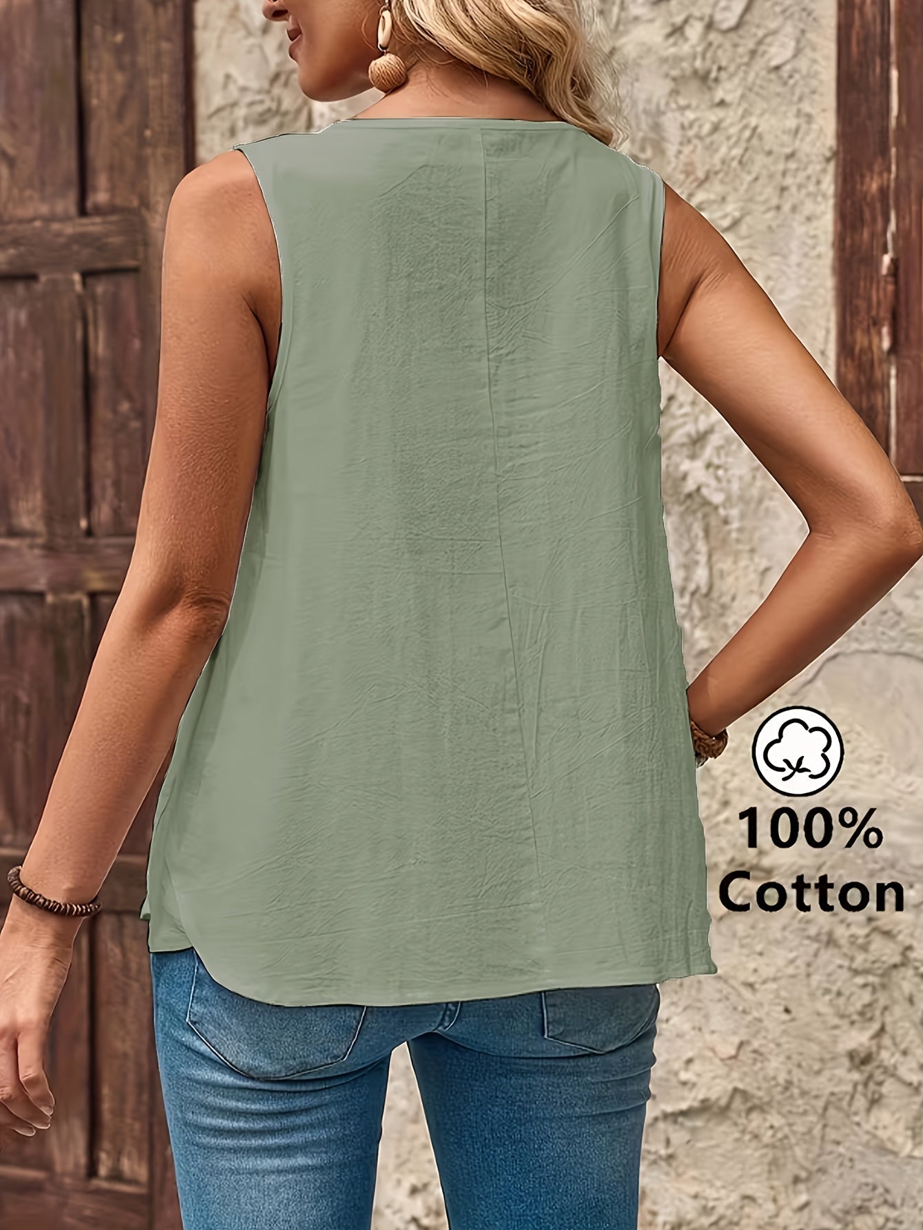 Damen Sommer-Top Casual Bluse ohne Ärmel mit Knopfleiste – Lässige Freizeitmode für Alltag und Urlaub