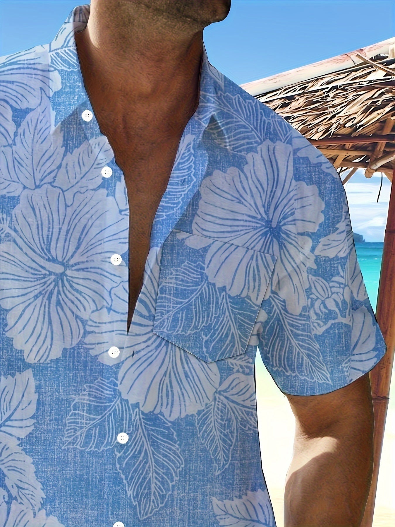 Herren Freizeit-Hemd mit floraler Musterung – Perfekt für Urlaub & Sommer