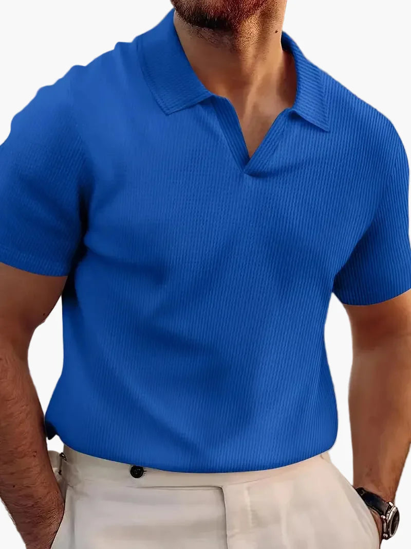 Herren Kurzarm Polohemd mit V-Ausschnitt – Stilvolles Freizeitshirt für Alltag und besondere Anlässe