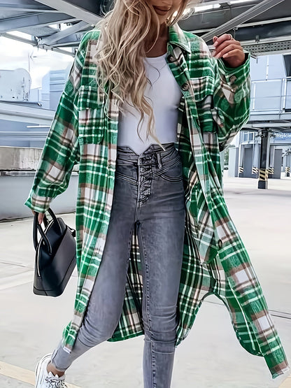 Damen Freizeit Karo Hemdjacke im Oversized Look – Perfekt für den Alltag