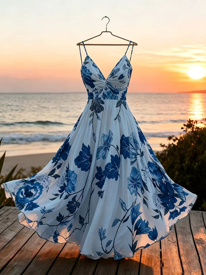 Damen Maxikleid mit romantischem Blumendruck und Eleganz für besondere Anlässe