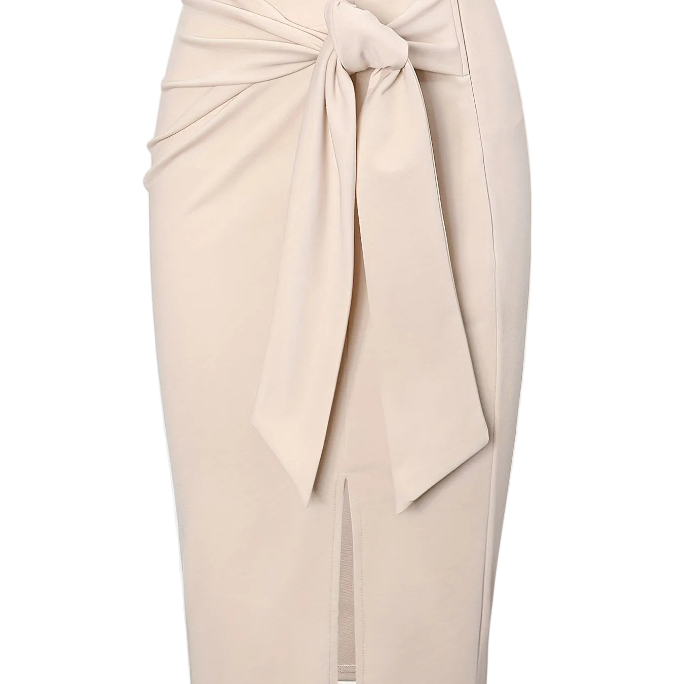 Damen Eleganter Midirock mit Knoten-Detail und Schlitz – Perfekt für Büro & Ausgehen