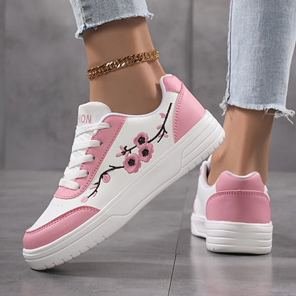 Damen Sneaker mit Blumenstickerei und modischem Design – Alltag & Freizeit