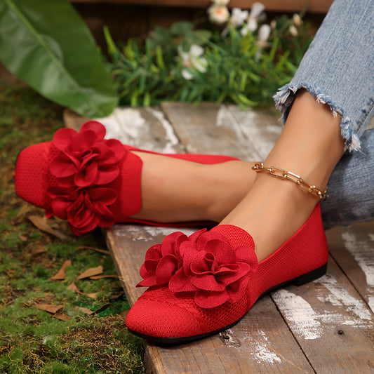 Damen Slip-On Ballerinas mit floraler Applikation – Stilvolle Freizeitschuhe für den Alltag