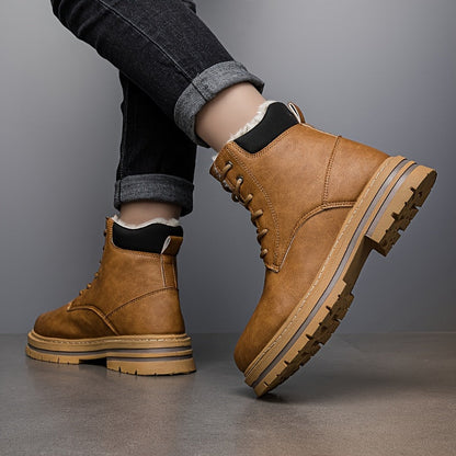 Herren Winterstiefel gefüttert Schnürstiefel Stiefelette mit Profilsohle