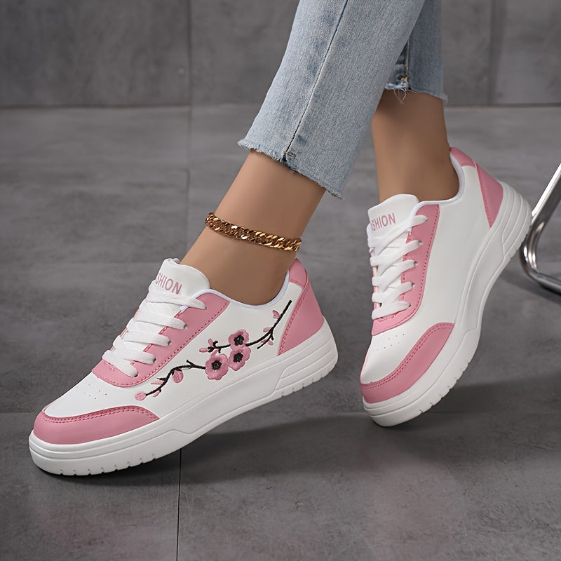 Damen Sneaker mit Blumenstickerei und modischem Design – Alltag & Freizeit