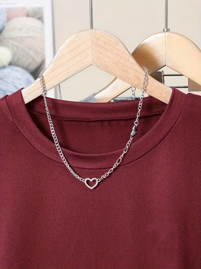 Damen Basic T-Shirt mit Raffung und Rundhalsausschnitt – Alltag & Freizeit