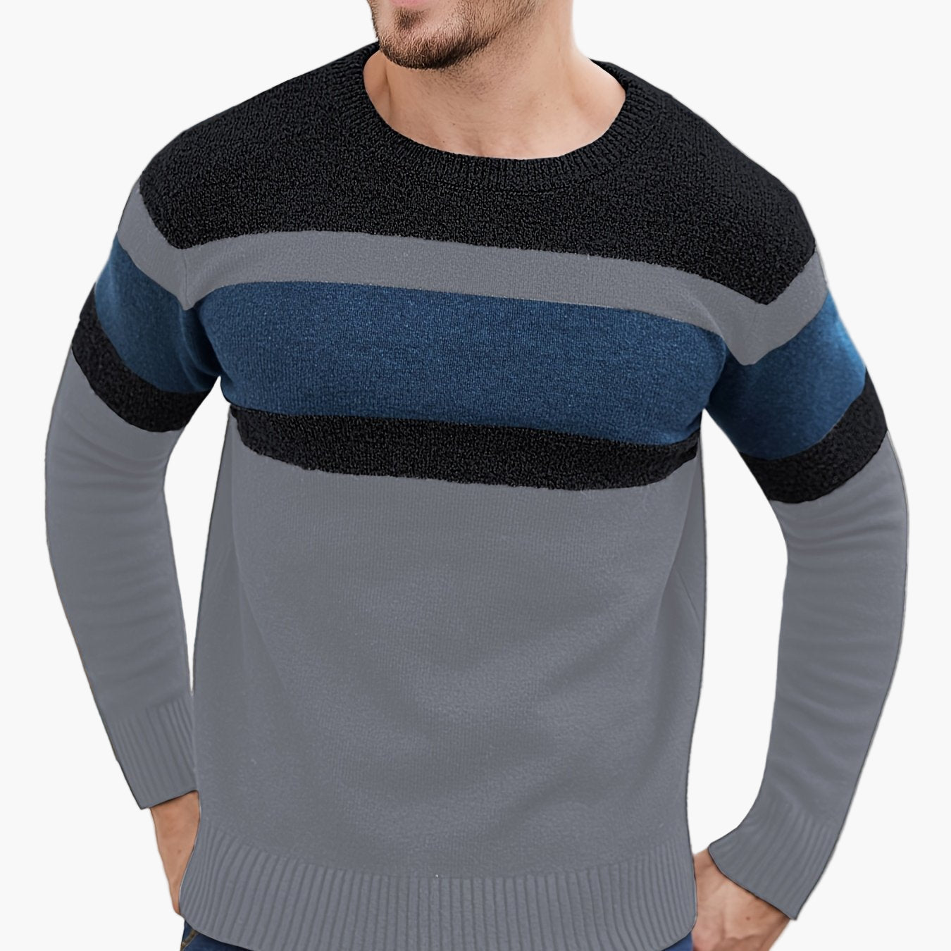 Herren Pullover mit Streifenmuster – Lässiger Strickpullover für Alltag und Freizeit