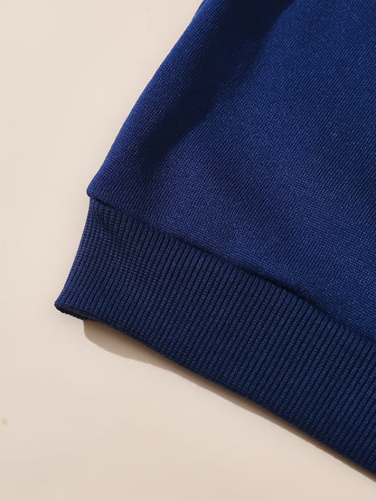 Damen Sweatshirt Marineblau mit Kragen und "NEW YORK" Schriftzug