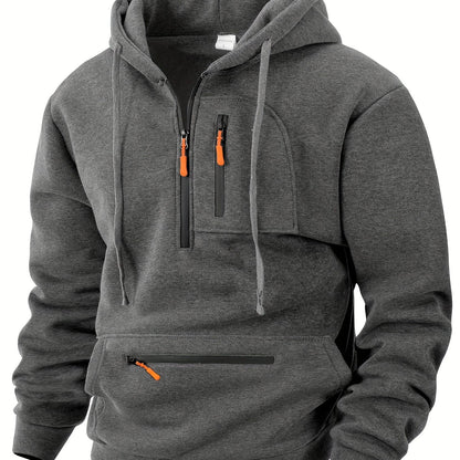 Herren Hoodie mit Reißverschluss, Kängurutasche und Kapuze