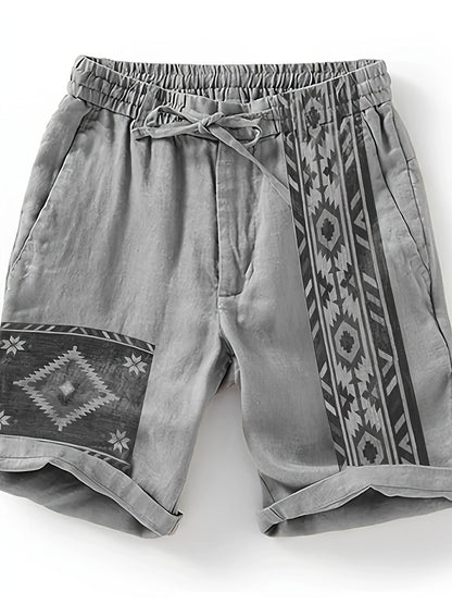 Herren Ethno-Shorts mit geometrischem Muster – Freizeit & Urlaub, moderner Look