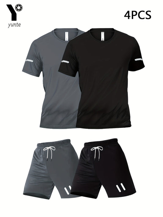Herren Trainingsanzug 4-teilig – Sportliches Set für Fitness & Laufen