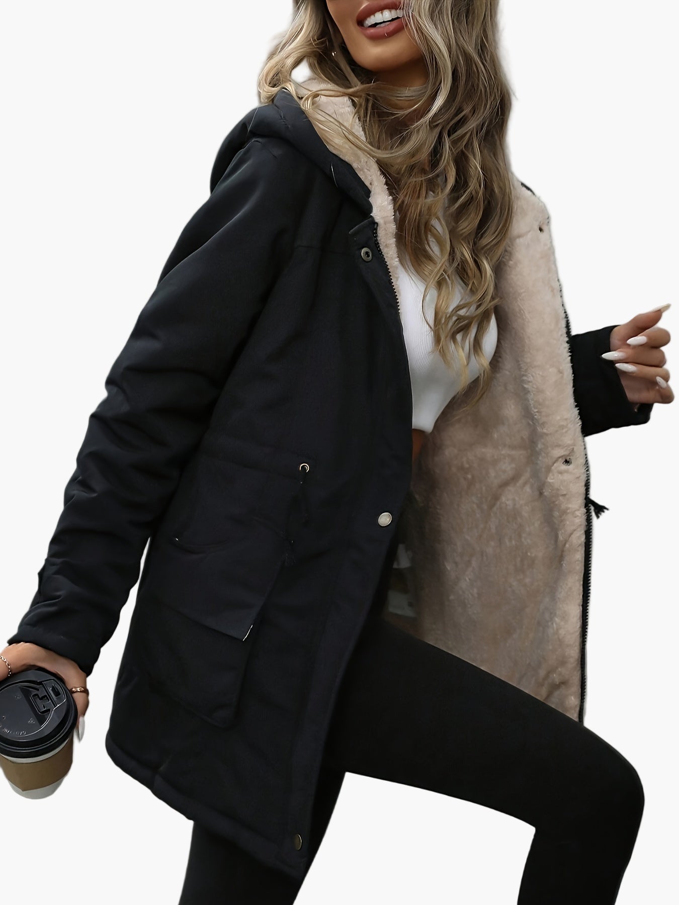 Damen Winterparka mit Kapuze und Fleece-Futter – Lässiger Outdoor-Mantel