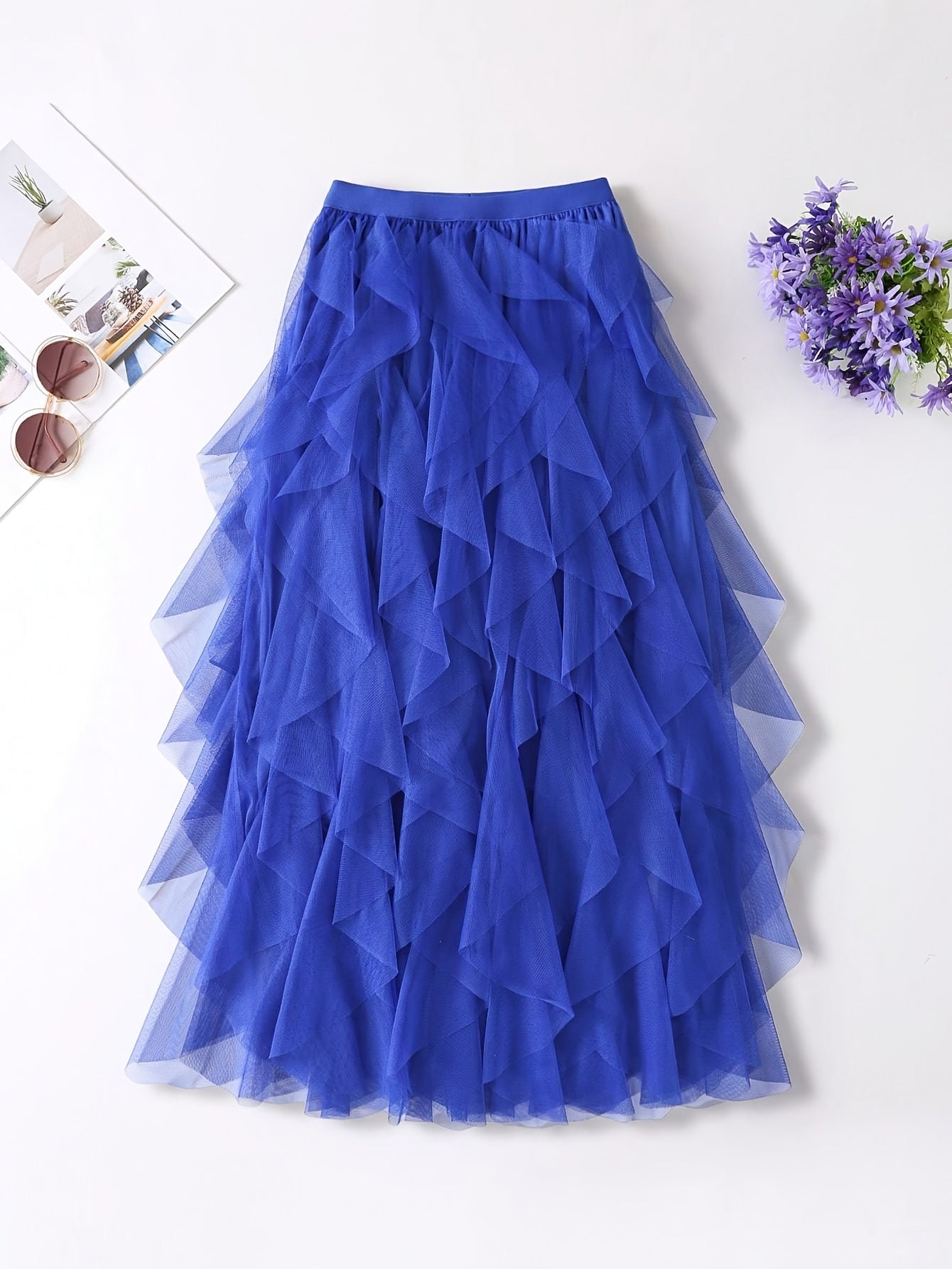 Damen Eleganter Maxirock mit Stufen und Volants für festliche Anlässe