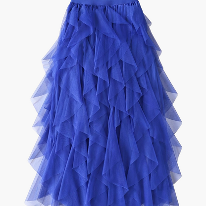 Damen Eleganter Maxirock mit Stufen und Volants für festliche Anlässe