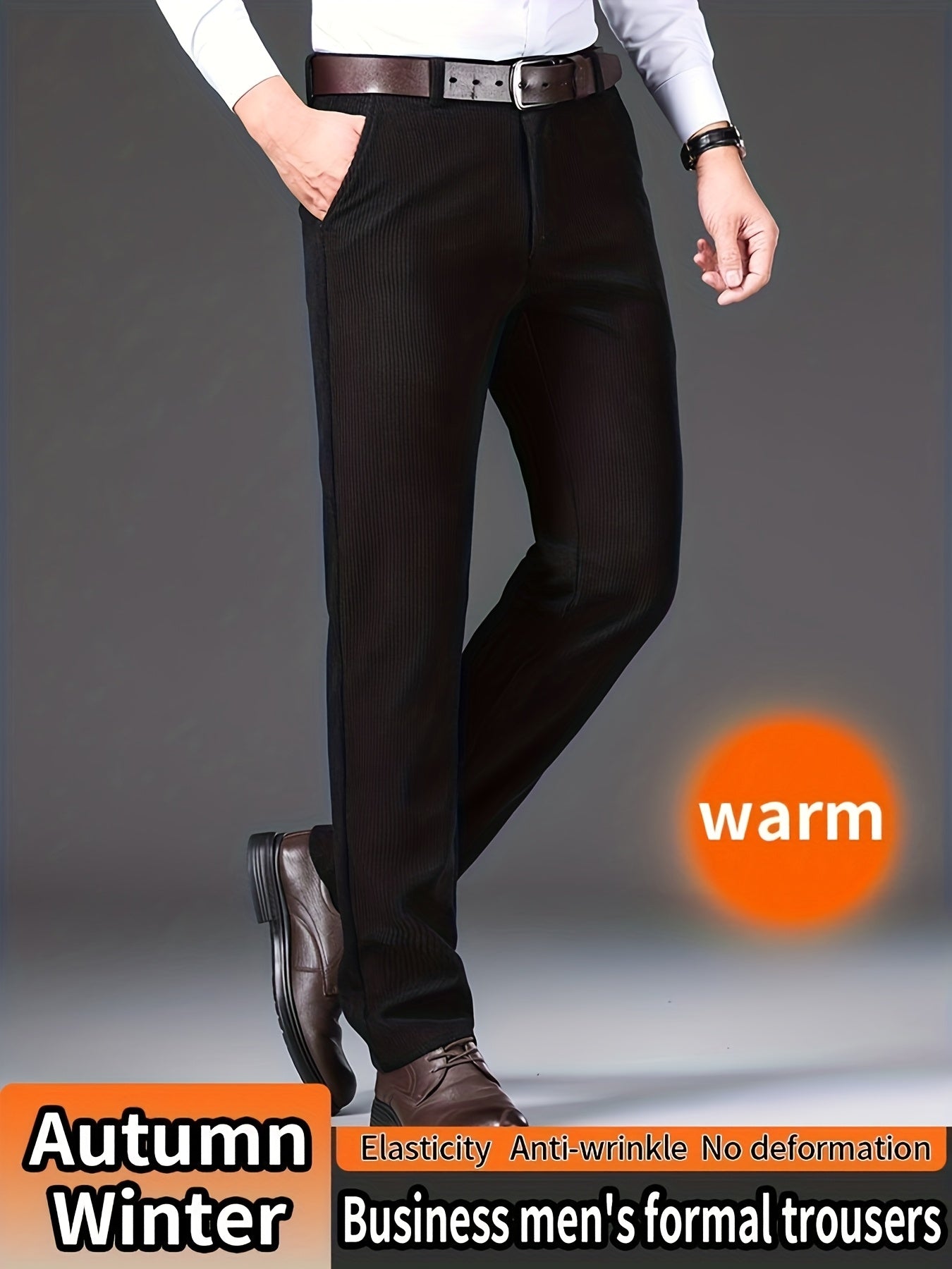 Herren Kordhose, gerade geschnitten, warm, Business Anzughose
