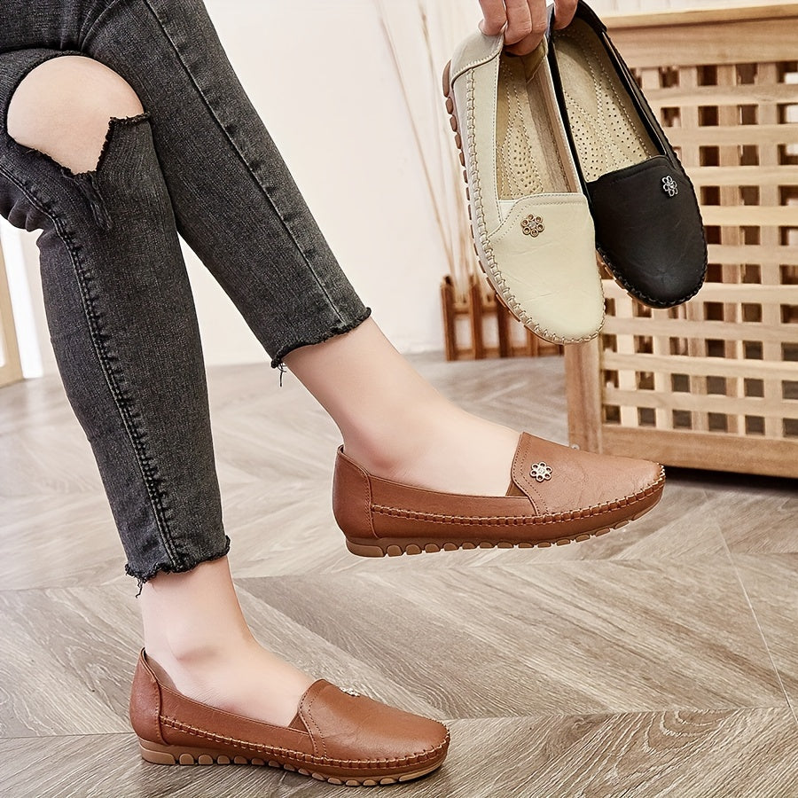 Damen Mokassins Slip-On Loafer Bequeme Alltagsschuhe Freizeit