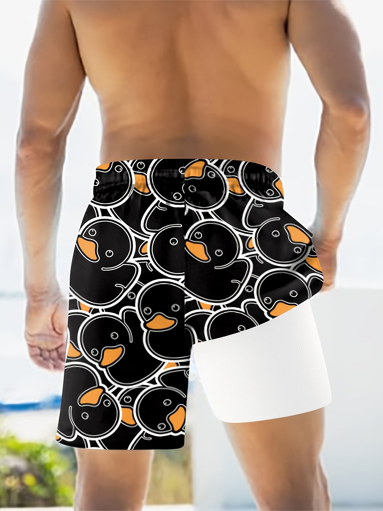 Herren Badeshorts mit Gummienten-Print – Lustige Badehose für Freizeit & Strand