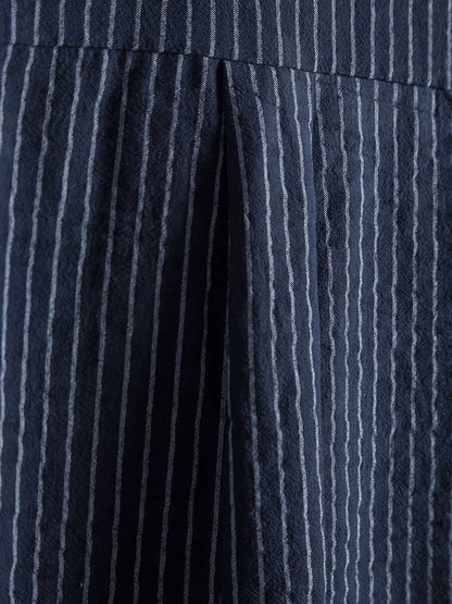 Herren Freizeit Hemd mit Stehkragen und Streifen – Modernes Kurzarmshirt für Alltag und Büro