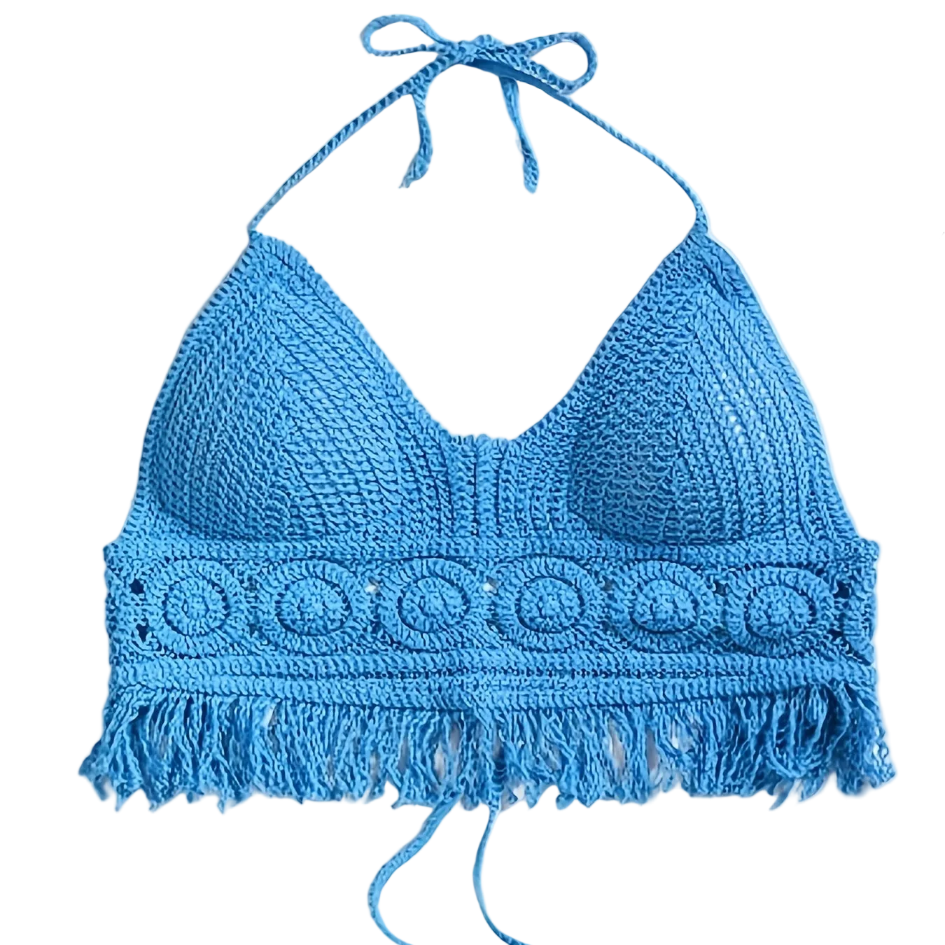 Damen Boho Häkel-Haltertop mit Fransen – Sommer Festival Oberteil