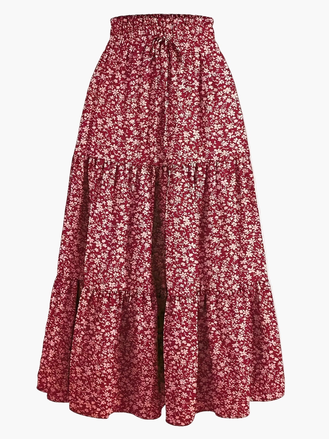 Damen Stufenrock mit hoher Taille und Bindegürtel – Eleganter Freizeit- und Sommerrock