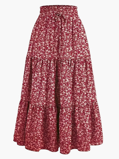 Damen Stufenrock mit hoher Taille und Bindegürtel – Eleganter Freizeit- und Sommerrock