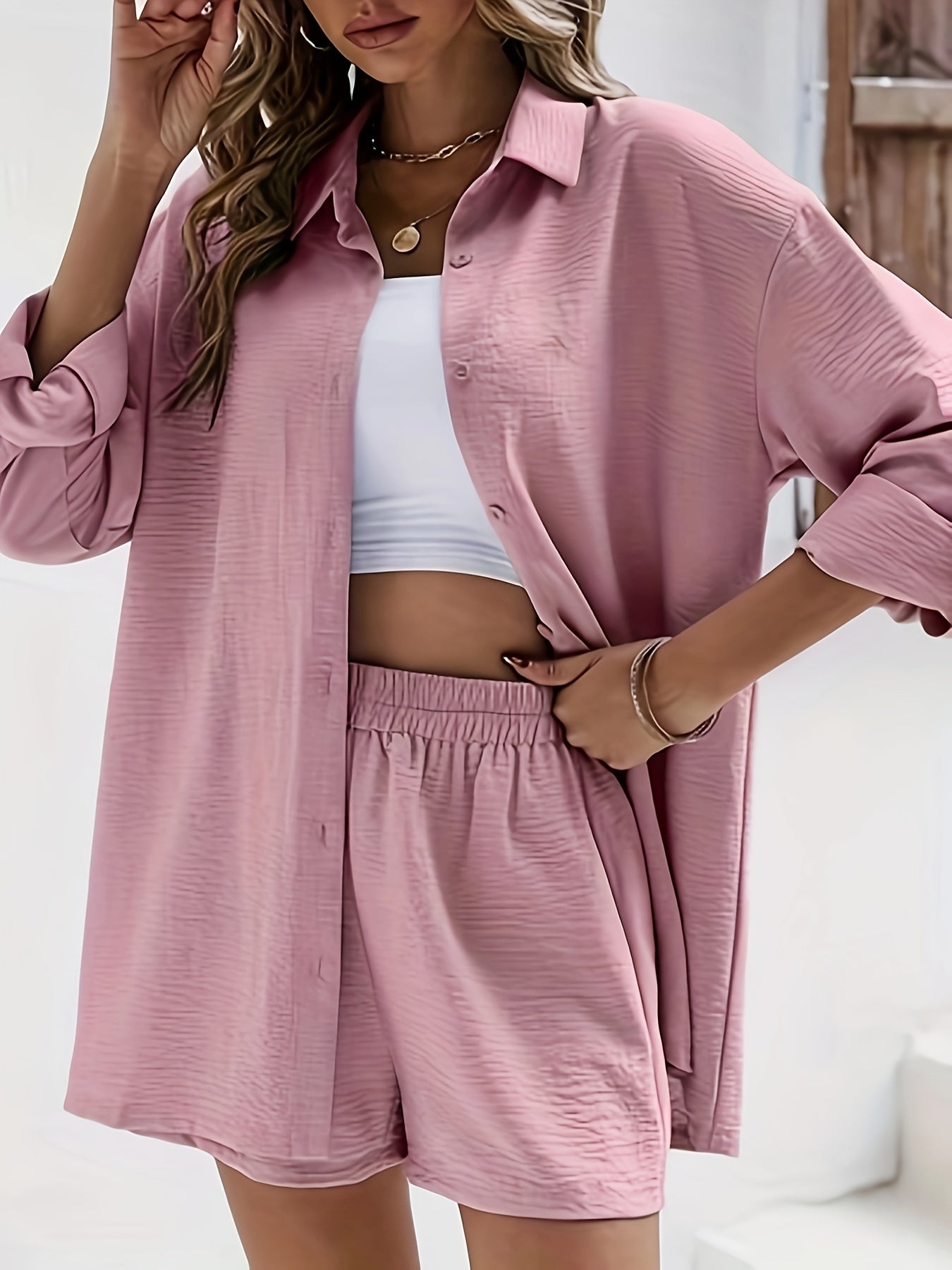 Damen Freizeit Set mit Hemd und Shorts – Lässiger Sommer-Look für Alltag und Urlaub