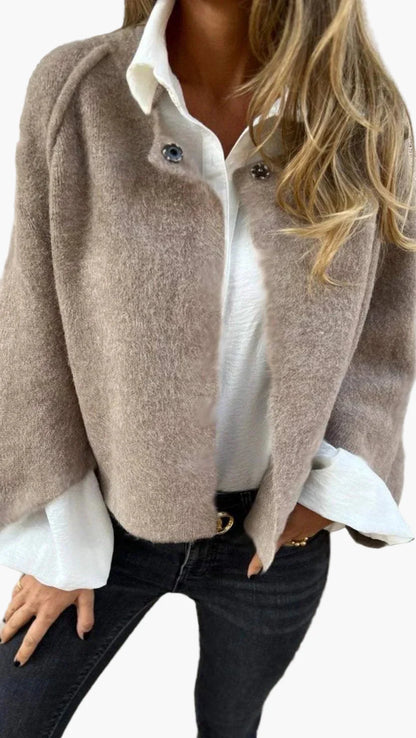 Damen Kurzjacke Elegant Business Freizeit – Moderner Veganer Woll-Look für stilbewusste Anlässe