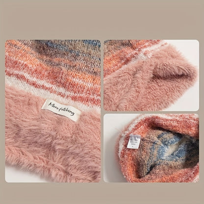 Unisex Winter Beanie Strickmütze mit weichem Futter & Farbverlauf