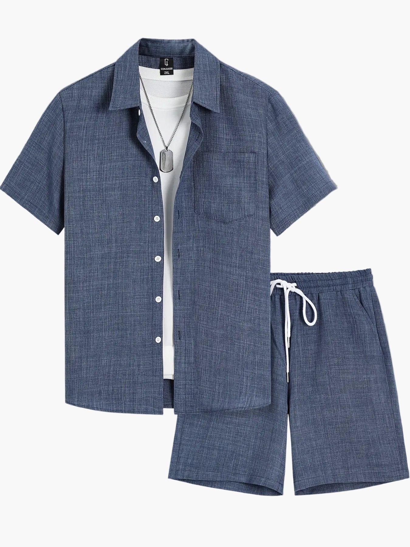 Herren Freizeit Set – Kurzarm Hemd und Shorts, Sommer Outfit, Modern und Bequem