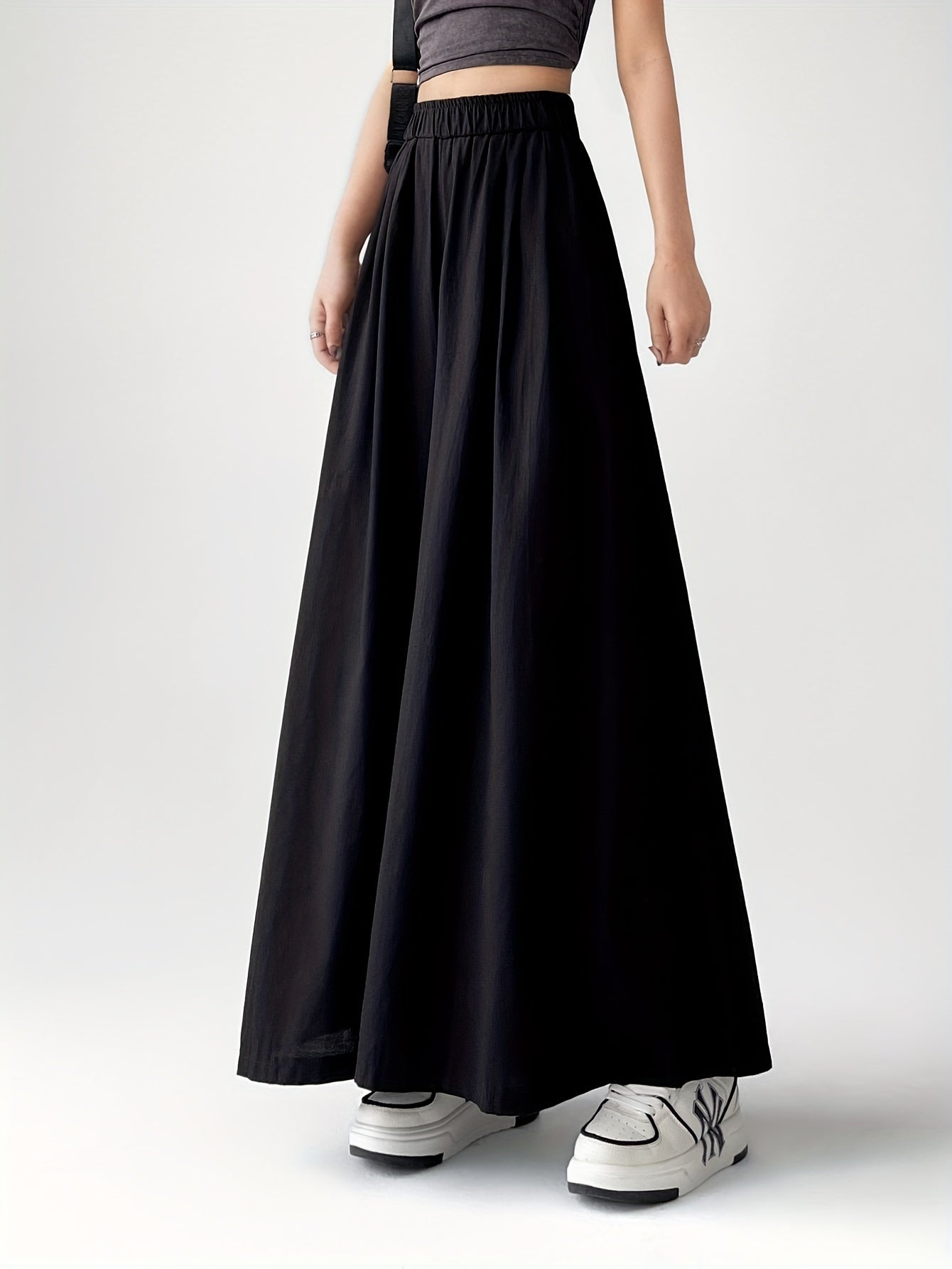 Damen Weitbein Culottes Hose Streetwear High Waist Modisch Freizeit