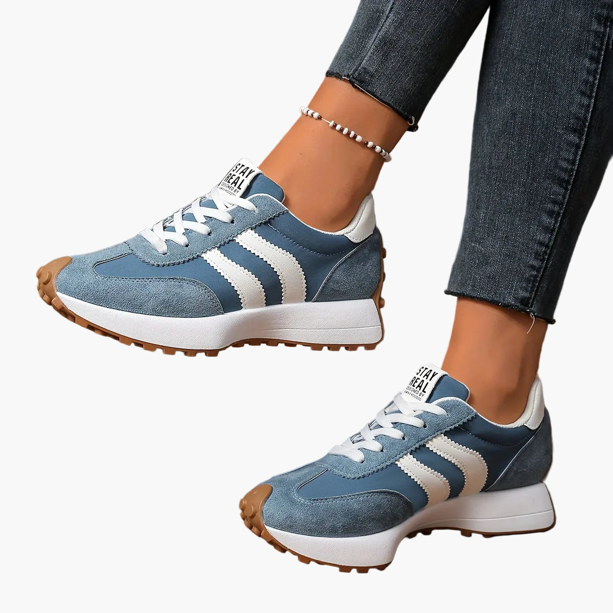 Damen Retro-Sneaker für Alltag und Freizeit – Stilvolle Low-Top Turnschuhe mit Streifen-Design